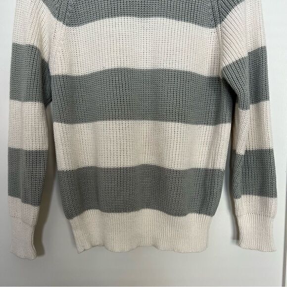ESprit Sport Sweater Womens Small Gray White Striped Knit Long Sleeve Round Neck - Picture 3 of 11